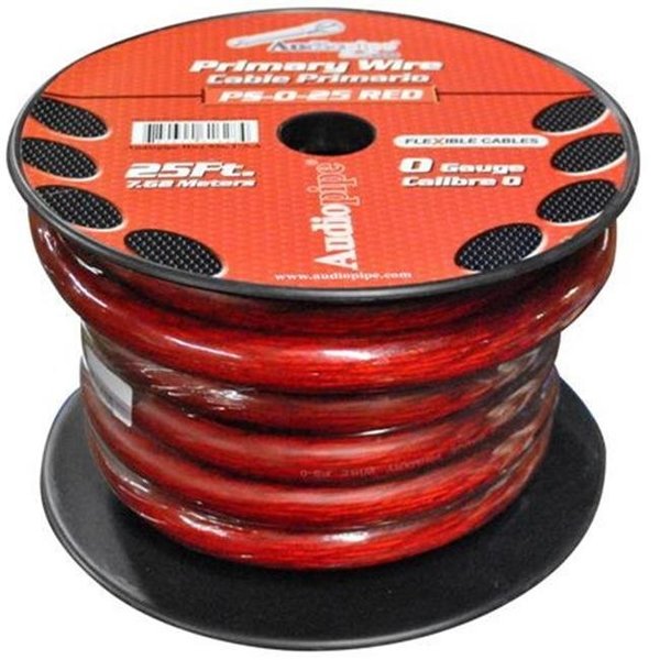 Audiop AUDIOP PS025RD 25 ft. 0 Gauge Primary Cable - Red PS025RD